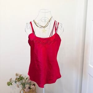 Gorgeous vintage 90s y2k red fitted silky slip top